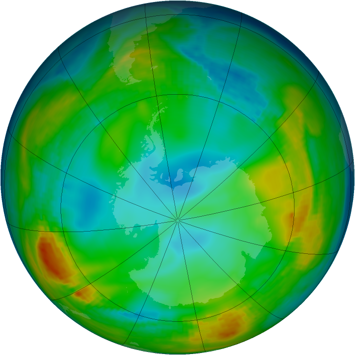 Antarctic ozone map for 25 June 1980